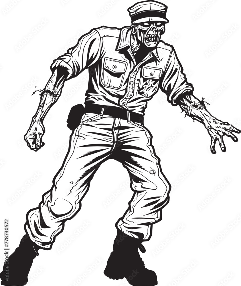 Fototapeta premium Haunting Haul Scary Zombie Emblem Design with Cargo Pants Dread Threads Vector Logo with Fearful Fabric Zombie