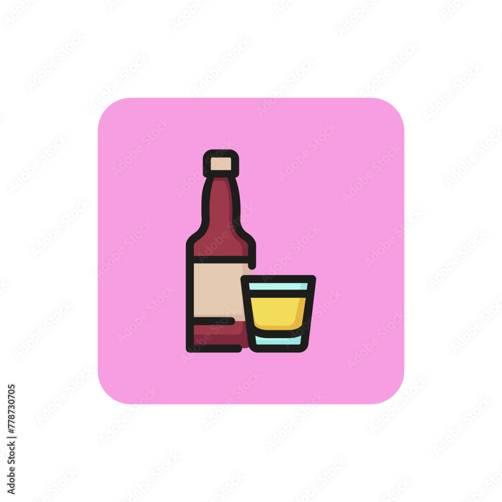 Icon of alcoholic beverage. Rum, brandy, whiskey. Whiskey and bar concept. Can be used for topics like pub, restaurant, party. Icon of alcoholic beverage. Rum, brandy, whiskey. Whiskey and bar concept. Can be used for topics like pub, restaurant, party.