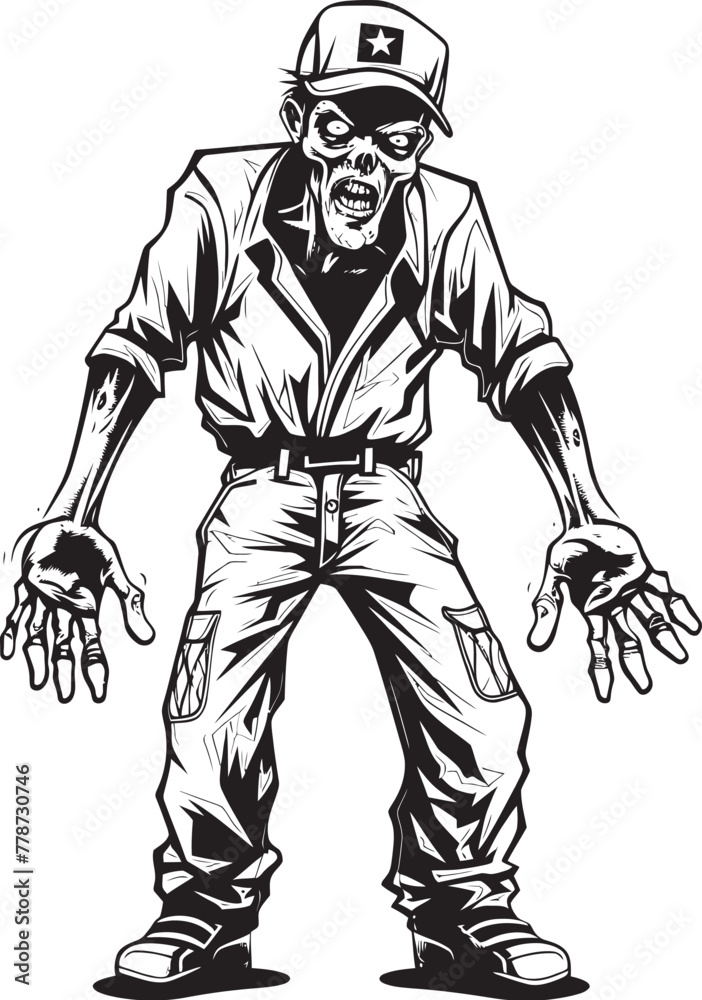 Cargo Creep Vector Logo with Tattered Threads Zombie Undead Uniform Scary Zombie Icon with Undead Utility Cargo Creep Vector Logo with Tattered Threads Zombie Undead Uniform Scary Zombie Icon with Undead Utility
