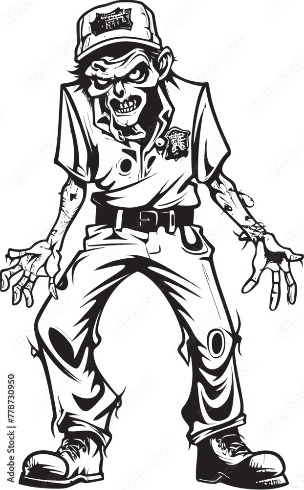 Haunting Threads Vector Logo with Terrifying Zombie Apocalypse Apparel Scary Zombie Icon Design with Cargo Pants Haunting Threads Vector Logo with Terrifying Zombie Apocalypse Apparel Scary Zombie Icon Design with Cargo Pants