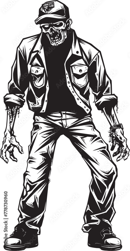 Tattered Trends Zombie in Cargo Pants Emblem Design Undead Uniform Scary Zombie Logo Vector Tattered Trends Zombie in Cargo Pants Emblem Design Undead Uniform Scary Zombie Logo Vector