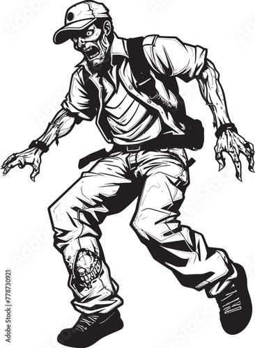 Ghoul Garb Cargo Pants Zombie Vector Logo Tattered Trends Zombie in Cargo Pants Emblem Design