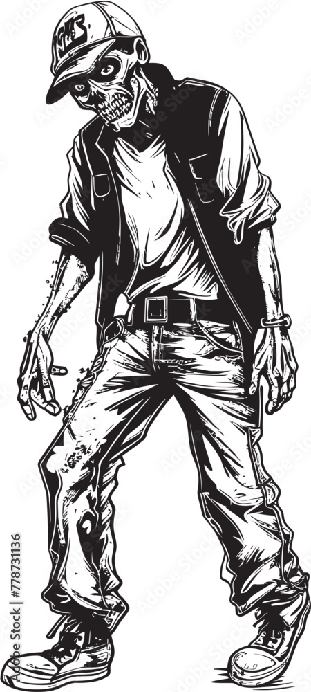 Fototapeta premium Cargo Casualty Zombie in Cargo Pants Vector Logo Fear Fashion Scary Zombie Logo Vector