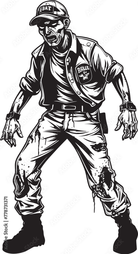 Horror Haute Scary Zombie in Cargo Pants Icon Cargo Clad Horror Cargo Pants Zombie Logo Vector