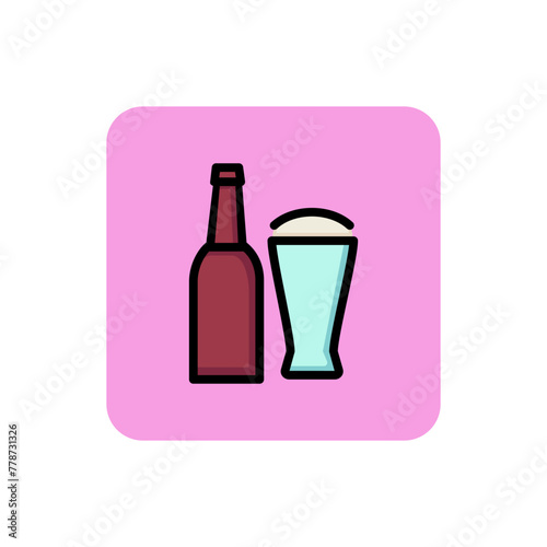 Icon of beer. Bottle, pint, ale. Beer concept. Can be used for topics like bar, beerhouse, pub.
