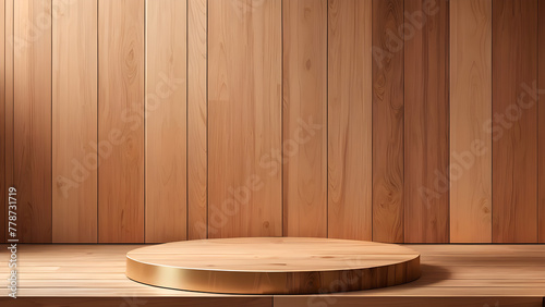natural wood podium wall background