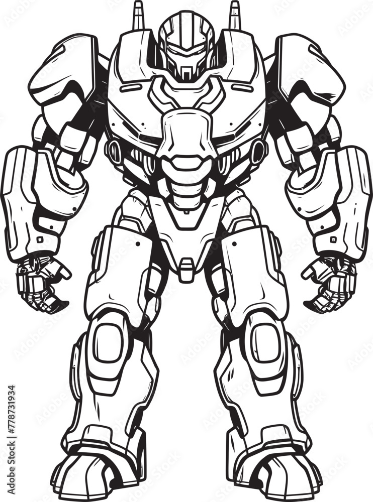 Fototapeta premium Mech Vanguard Odyssey Futuristic Warrior Emblem Galactic Mech Knight Saga Sci Fi Logo Design