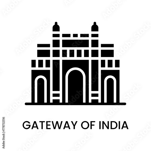 Gateway of India, Mumbai, Maharashtra
, India. minimalist line art icon, historical landmark for web, mobile apps and UI.