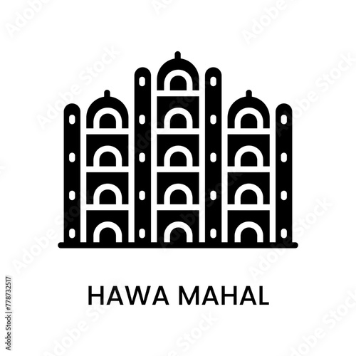 Hawa Mahal, Jaipur, Rajasthan, India. minimalist line art icon, historical landmark for web, mobile apps and UI.