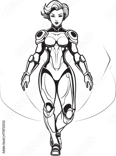 Cyber Siren Sci Fi Heroine Vector Logo Design Nova Crusader Futuristic Female Superhero Icon