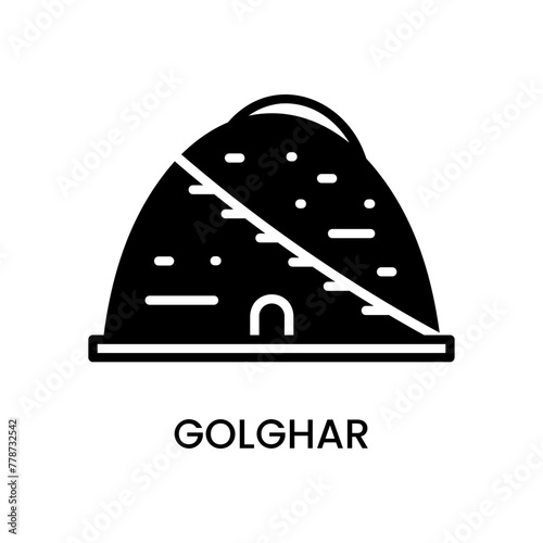 Golghar, Patna, Bihar, India. minimalist line art icon, historical landmark for web, mobile apps and UI.