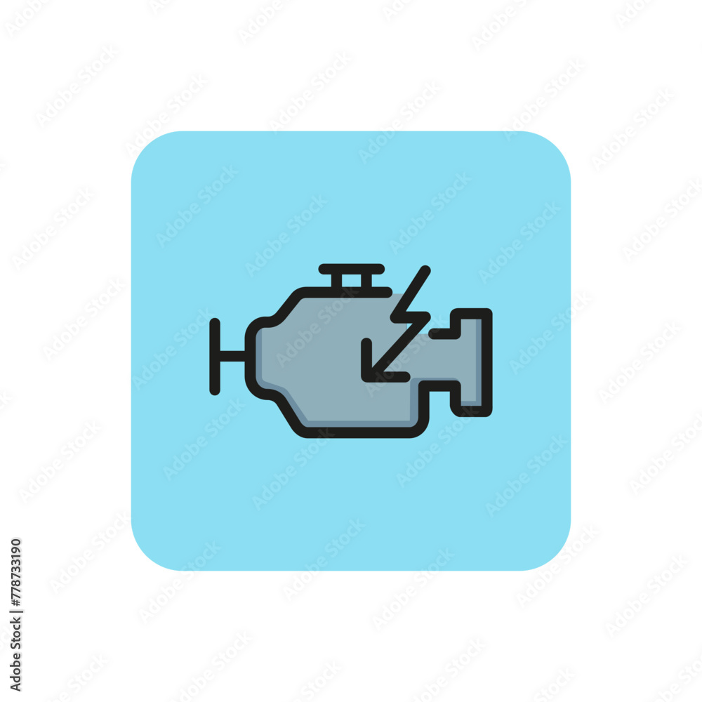 Line icon of engine. Generator, power, energy. Warning signs concept. Can be used for application pictograms, buttons, web icons Line icon of engine. Generator, power, energy. Warning signs concept. Can be used for application pictograms, buttons, web icons