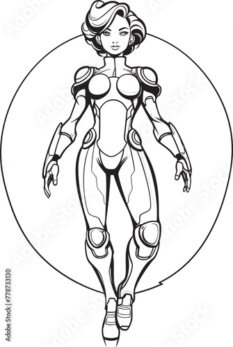 Cyber Siren Sci Fi Heroine Vector Logo Design Nova Crusader Futuristic Female Superhero Icon