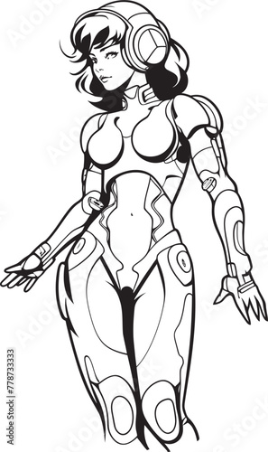 Cyber Nova Futuristic Heroine Vector Galactic Guardianess Vector Logo with Sci Fi Heroine