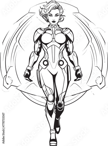 Quantum Queen Sci Fi Heroine Vector Logo Design Nova Knightess Futuristic Female Superhero Icon