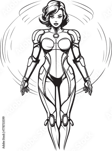 Nova Knightess Futuristic Female Superhero Icon Cyber Siren Vector Logo with Sci Fi Heroine photo