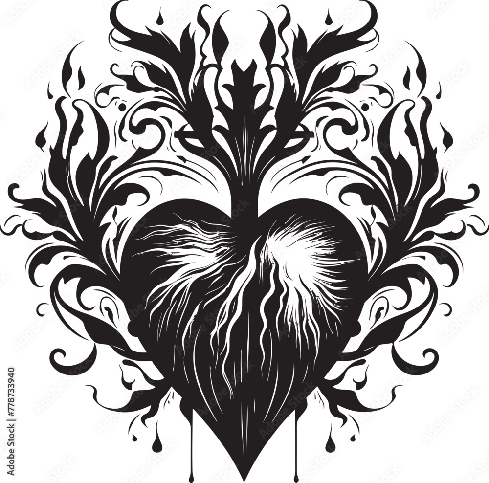 Obraz premium Sacred Heart Serenity Emblematic Vector Logo Divine Love Crest Sacred Heart Icon in Vector