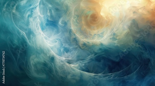 A blue and yellow swirl of smoke and mist