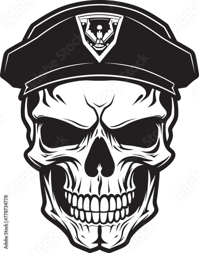 Military Beret Skull Special Operations Emblem Logo Skull Commando Beret Army Ranger Insignia Vector Design