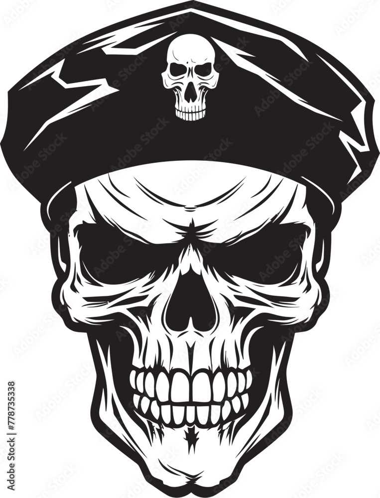 Fototapeta premium Tactical Beret Skull Elite Special Forces Design Elite Skull Troop Commando Beret Icon