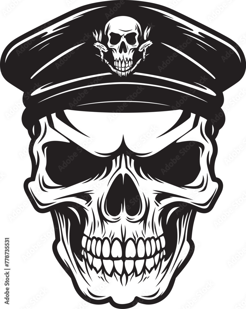 Fototapeta premium Commando Skull Division Tactical Unit Vector Special Ops Skull Icon Military Beret Design