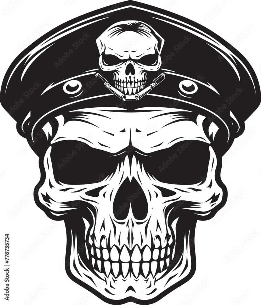 Fototapeta premium Skull Trooper Beret Army Division Emblem Logo Elite Skull Beret Special Forces Insignia Vector Design