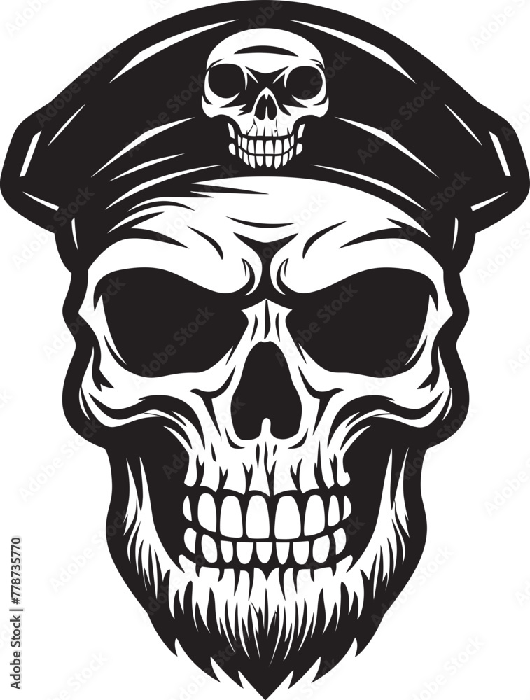 Fototapeta premium Stealth Skull Beret Covert Military Unit Logo Skull Warrior Beret Army Special Ops Vector