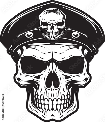 Skull Trooper Beret Army Division Emblem Logo Elite Skull Beret Special Forces Insignia Vector Design