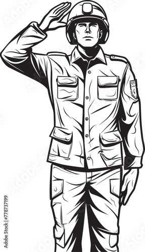 Courageous Cadet Soldier Logo Icon Sentinel Salute Saluted Soldier Emblem Design