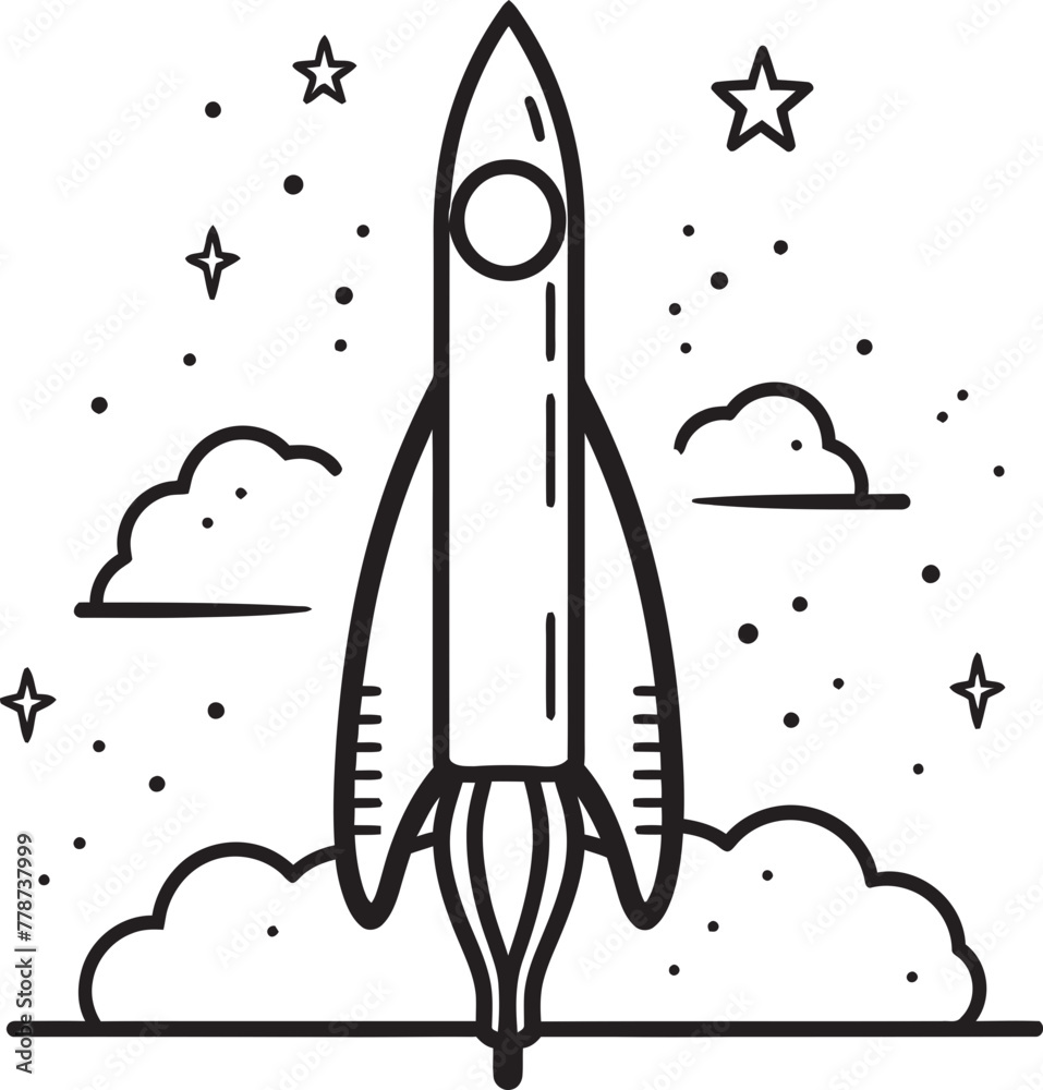 Interplanetary Pioneers Vector Rocket Logo Solar Sojourner Rocket Lineart Emblem