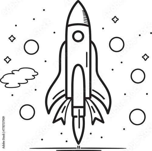 Stellar Express Futuristic Rocket Lineart Emblem Cosmos Glide Sleek Space Rocket Vector Design