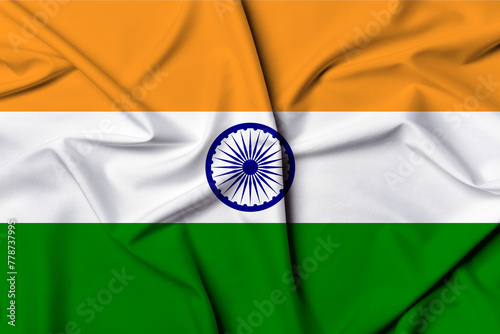 Beautifully waving and striped India flag, flag background texture with vibrant colors and fabric background