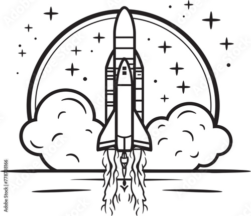 Astral Ascend Space Rocket Lineart Icon Nova Nebula Rocket Logo Vector Graphic
