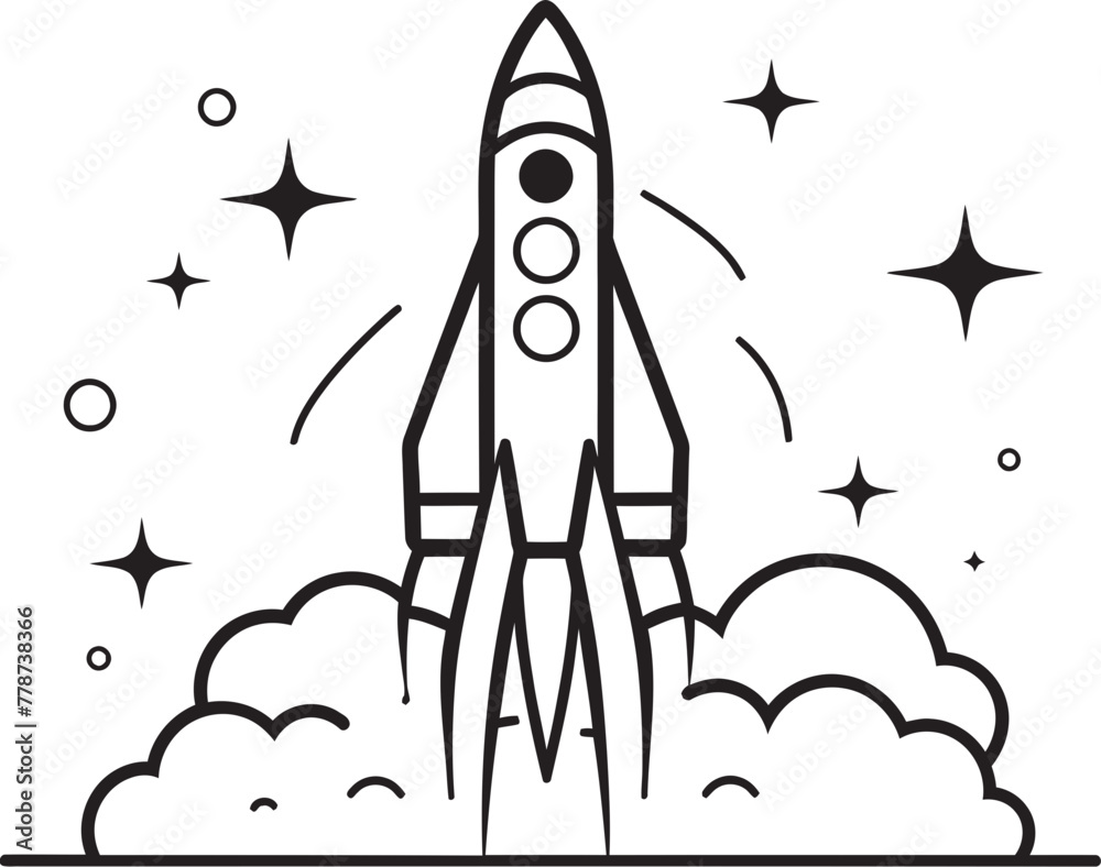 Interstellar Icarus Space Rocket Logo Vector Astral Ascend Rocket Lineart Icon