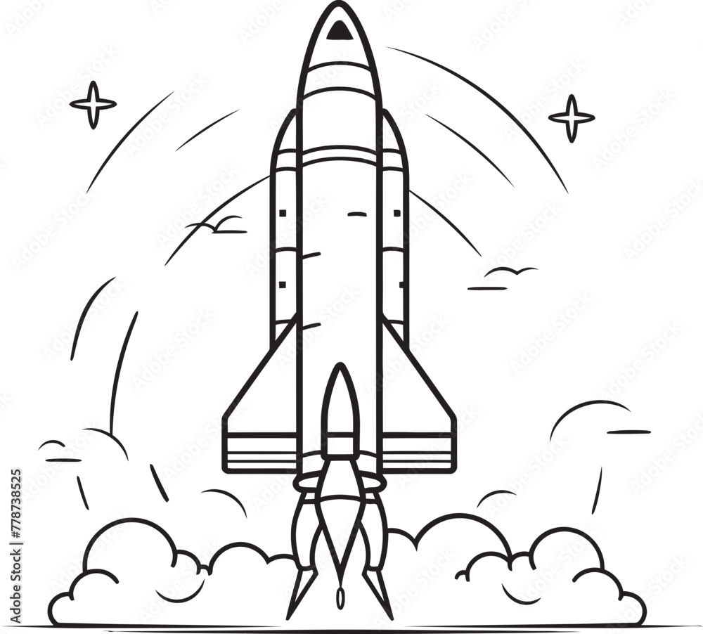 Fototapeta premium Comet Courier Vector Rocket Symbol Planetary Pathfinder Rocket Lineart Logo Design