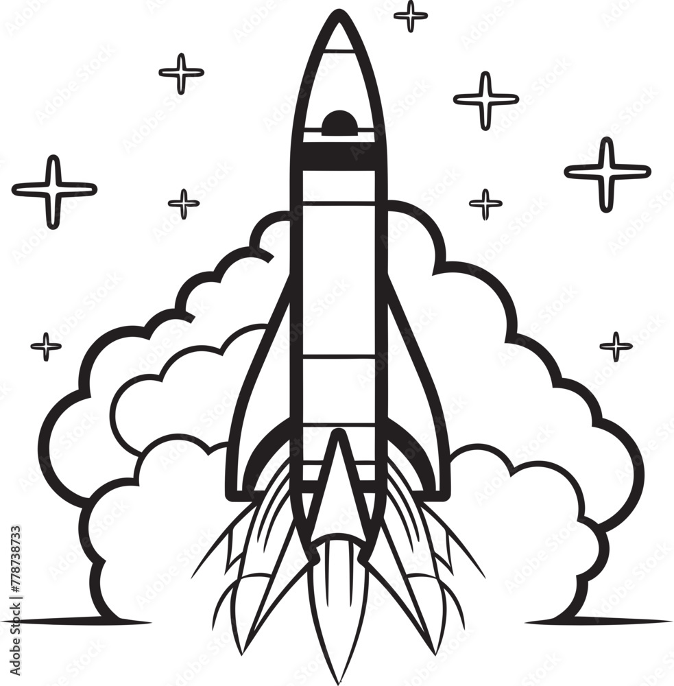 Solar Sojourner Space Rocket Vector Icon Galactic Gateway Rocket Lineart Emblem Design