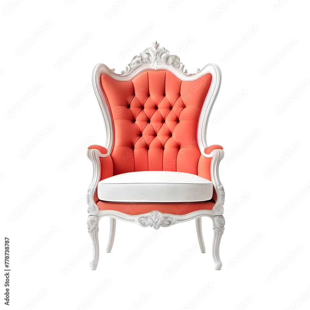 Coral and white throne chair, Transparent Background, PNG Format Coral and white throne chair, Transparent Background, PNG Format