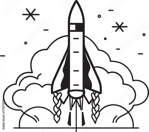 Galactic Gateway Rocket Lineart Emblem Design Interplanetary Pioneers Vector Rocket Logo Symbol