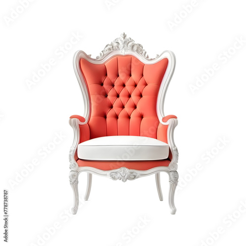Coral and white throne chair, Transparent Background, PNG Format