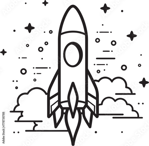 Supernova Seeker Rocket Lineart Logo Icon Interstellar Express Space Rocket Vector Design