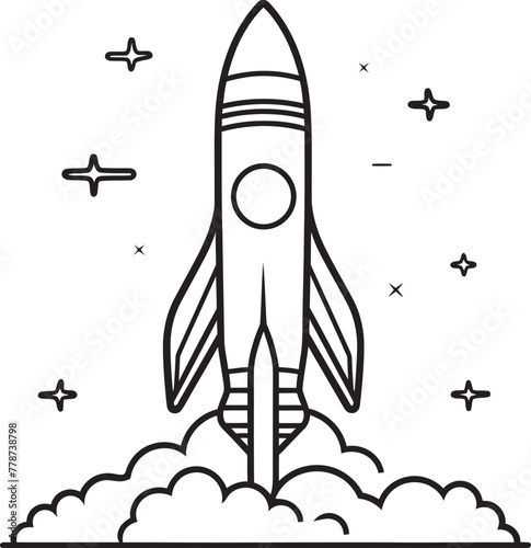 Fototapeta Naklejka Na Ścianę i Meble -  Astro Arrow Rocket Lineart Logo Iconic Cosmic Cruiser Space Rocket Vector Design