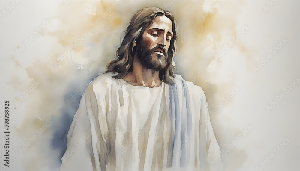 Watercolor painting of Jesus Christ in an impressionist style. Watercolor painting of Jesus Christ in an impressionist style.