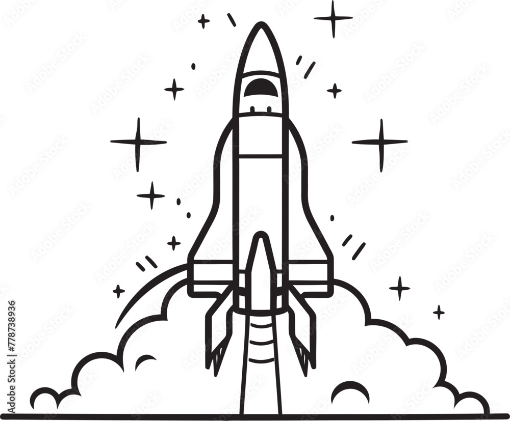 Galactic Glide Vector Rocket Logo Design Solar Sojourner Space Rocket Vector Icon Design