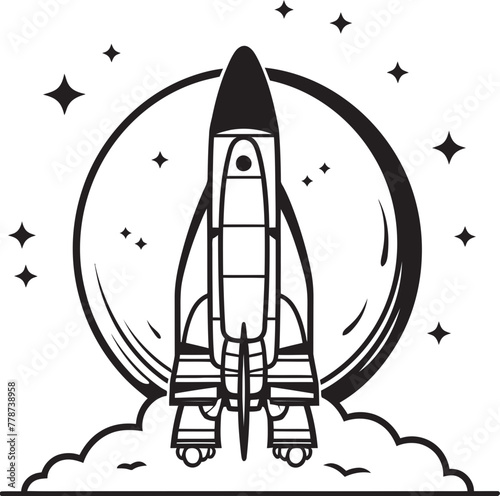 Planetary Pilgrim Space Rocket Vector Emblem Starship Sentinel Rocket Lineart Emblem Logo