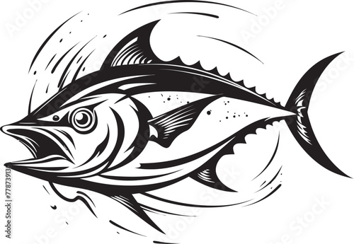 Maritime Marvel Vector Tuna Logo Design Underwater Majesty Tuna Fish Lineart Icon