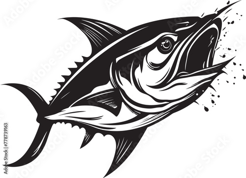 Coastal Cascade Vector Tuna Icon Deep Blue Essence Tuna Lineart Logo