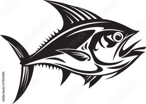 Underwater Majesty Tuna Fish Lineart Icon Abyssal Adventure Dynamic Tuna Emblem