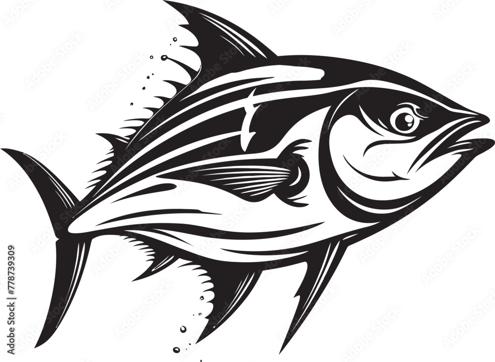 Underwater Oasis Tuna Fish Lineart Blue Serenity Graceful Tuna Emblem Concept Underwater Oasis Tuna Fish Lineart Blue Serenity Graceful Tuna Emblem Concept