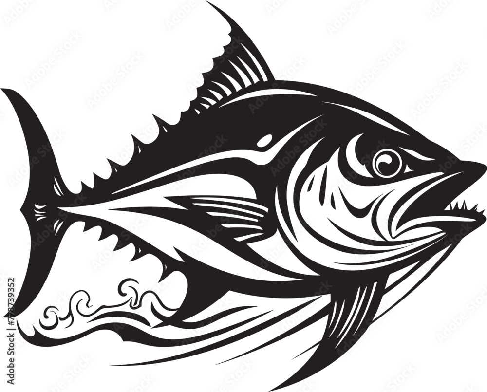 Underwater Uprising Modern Tuna Emblem Blue Bloom Elegant Tuna Icon Underwater Uprising Modern Tuna Emblem Blue Bloom Elegant Tuna Icon