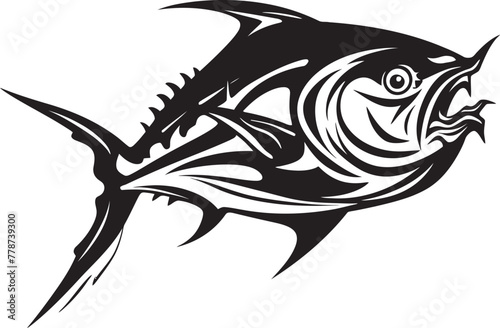 Coastal Canvas Tuna Fish Lineart Concept Deep Blue Depths Modern Tuna Emblem